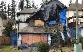 burned out house