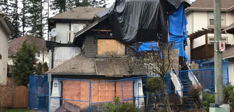 burned out house
